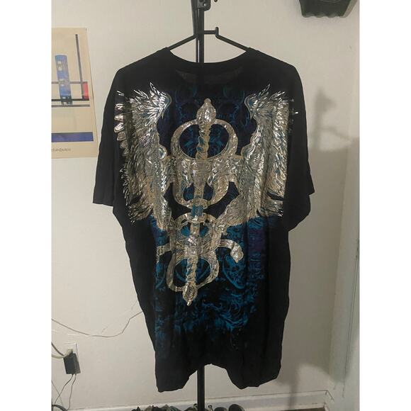 Y2K Affliction Style Chrome Eagle Shirt Size 2XL - Picture 3 of 5